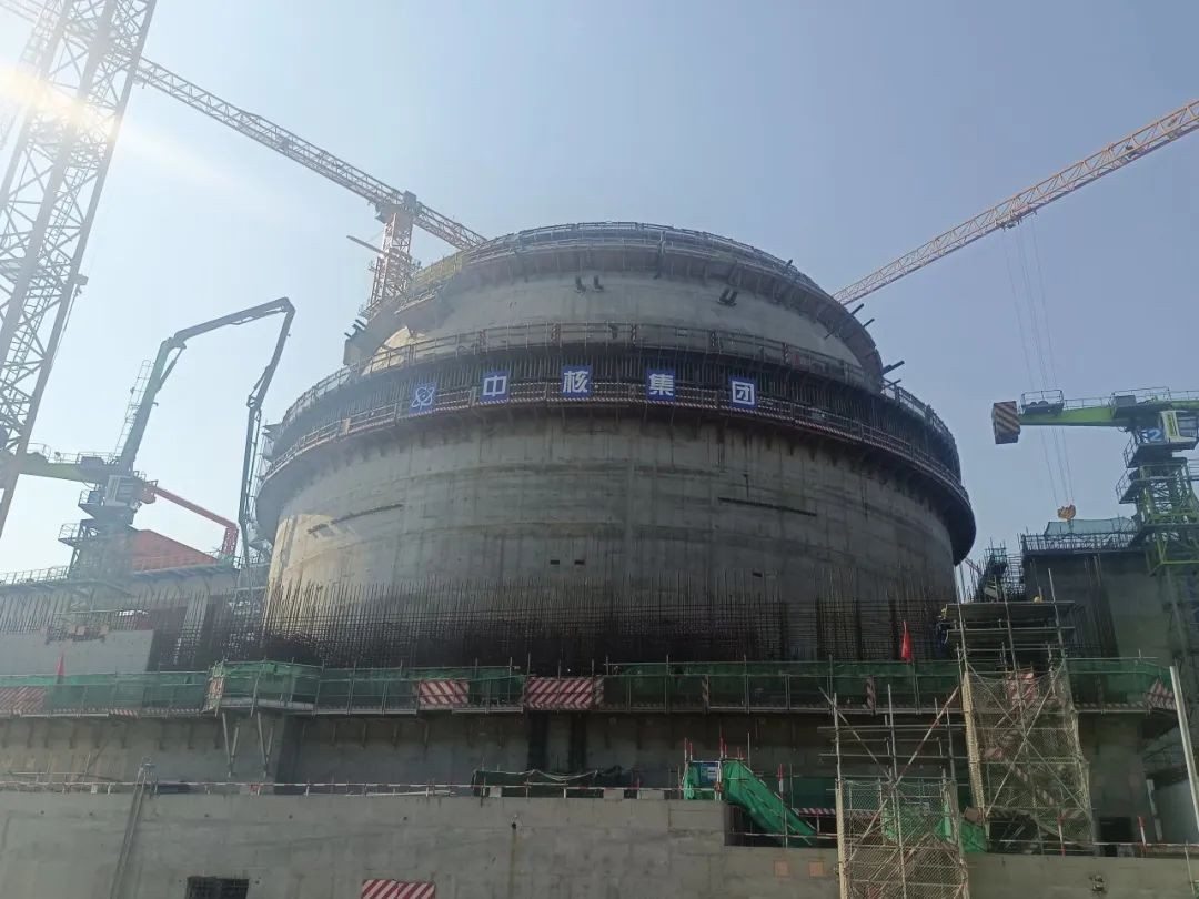 田湾核电站7号机组反应堆厂房外安全壳筒体施工全部完成